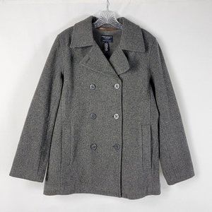 American Eagle Womens Wool Blend Peacoat Size Medium Gray Double Breasted Button